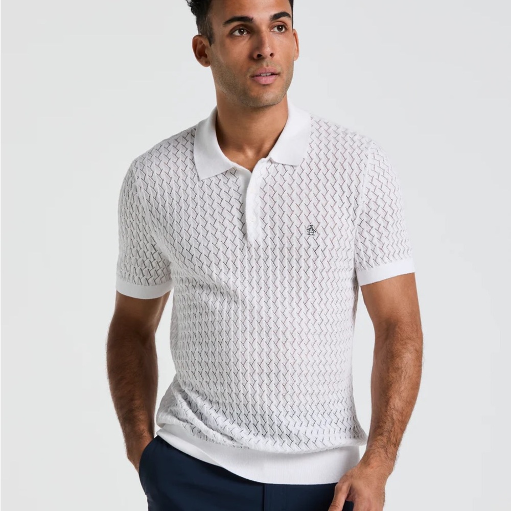 NWT Original Penguin DROP NEEDLE TEXTURED SWEATER POLO